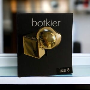 Botkier Gold Statement Ring | Chunky Geometric Circle & Square Design | Size 8 |